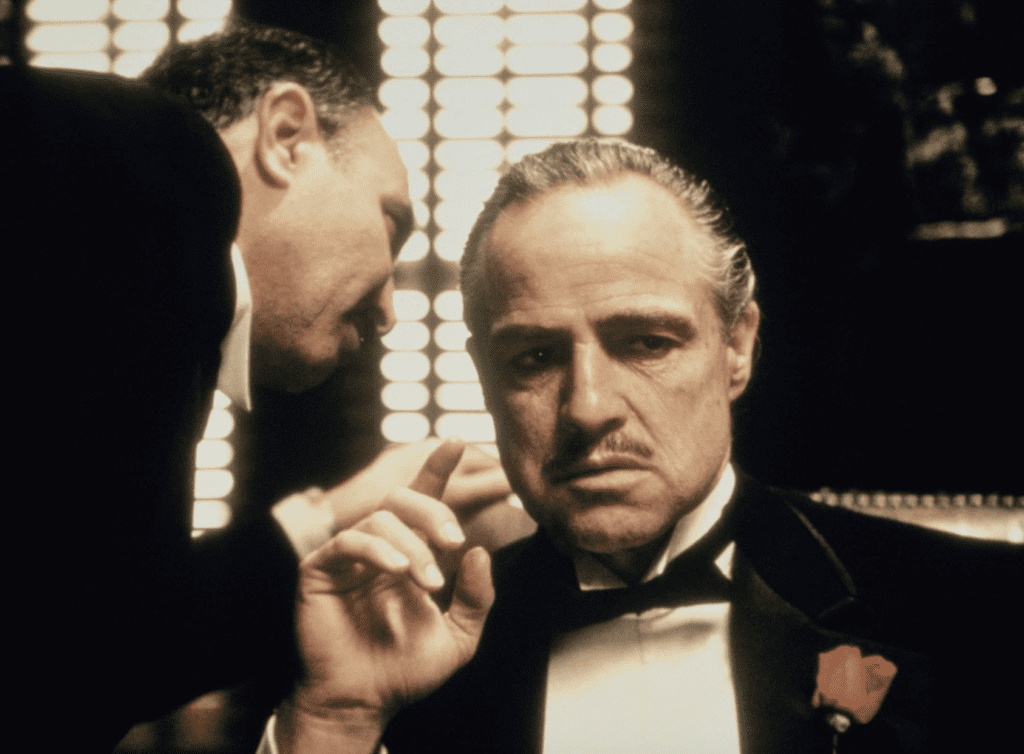 Marlon Brando delivers a definitive, Academy Award-winning performance in Francis Ford Coppola’s epic The Godfather (1972).